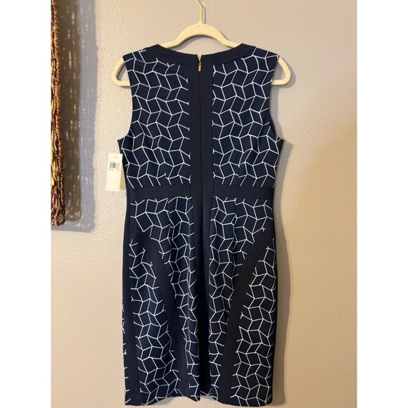 Donna Morgan Sheath Dress 10P 10 P Blue White Classic Career Church NWT NEW - Picture 7 of 9